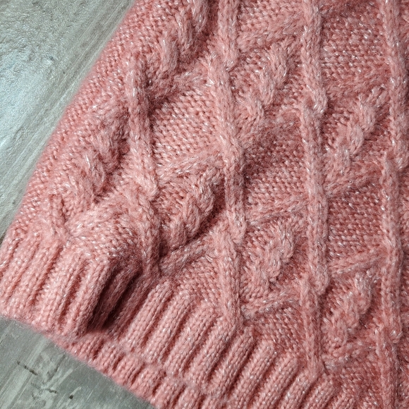 Little Lass Blush Pink Sleeveless Frayed Hem Sparkly Knit Turtle Neck Sweater 2T - Picture 6 of 14